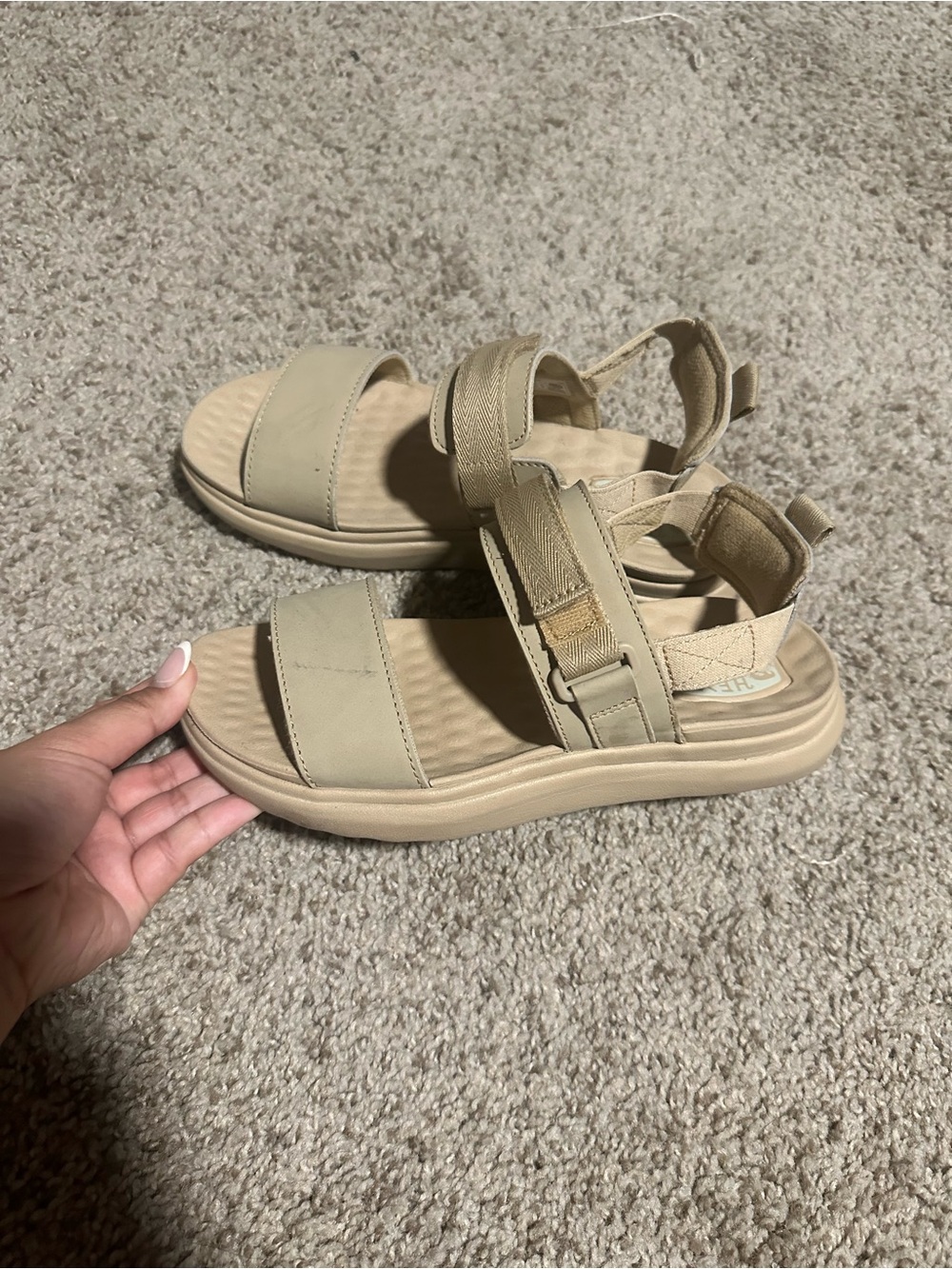Hey Dude Women's Beige Adjustable Strap Sandals